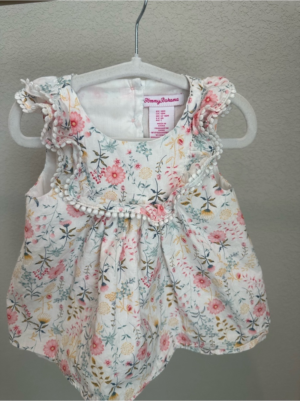 Cottagecore coastal Tommy Bahama Baby Floral Dress in Pink, Yellow & White - Picture 2 of 5
